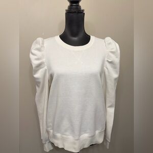 Rebecca Minkoff Women’s White Puff Sleeve Crewneck Sweatshirt L